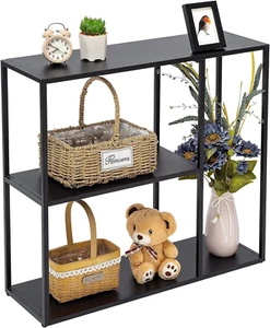 Console Table, Narrow Entryway Table, 3 Tier Metal Hallway Table, 9.8''Dx31.5''W - Picture 1 of 7