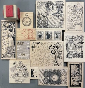 14 RUBBER STAMPS COLLAGE TIME WATCHES JUNK JOURNAL NEW NEVER USED - Picture 1 of 6