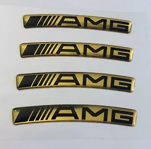 4 pegatinas Mercedes AMG para llantas de 16""-20"" (73x10mm) 3D pegatinas de cúpula en oro - Imagen 1 de 3