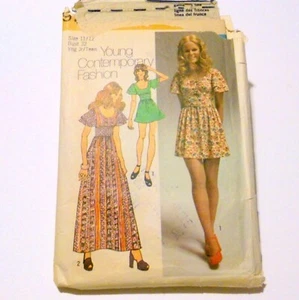 Vtg Simplicity Sewing Pattern 9725 Mini Dress Maxi Dress Size 11/12 1971 - Picture 1 of 2