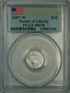 2007-W $10 Burnished Tenth Ounce Platinum Eagle PCGS MS70 First Strike - Picture 1 of 3
