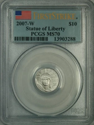 2007-W $10 Burnished Tenth Ounce Platinum Eagle PCGS MS70 First Strike - Image 1 of 3