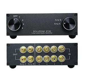 SOLUPEAK ST42 4-Way RCA Audio Switch Source Signal Input switcher selector Sp... - Picture 1 of 4