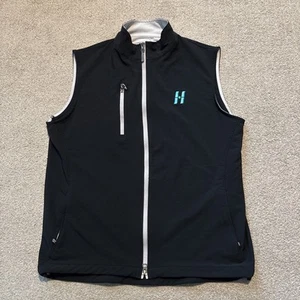 Peter Millar Wind Vest Jacket Men’s Size M Black Full Zip Golf Lightweight Logo - Afbeelding 1 van 11