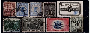 US Back of Book Used 9, 2 Perfins - Picture 1 of 2