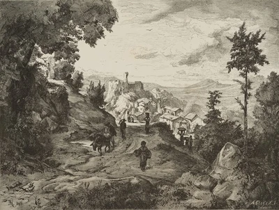 CLOSS (*1840) nach HERTEL (*1843), Vedute von Olevano,  1876, HSt. Romantik - Bild 1 von 4