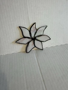 Stained Glass White Pink Flower Lily Sun Catcher Stand Decor Vintage Handmade - Picture 1 of 3