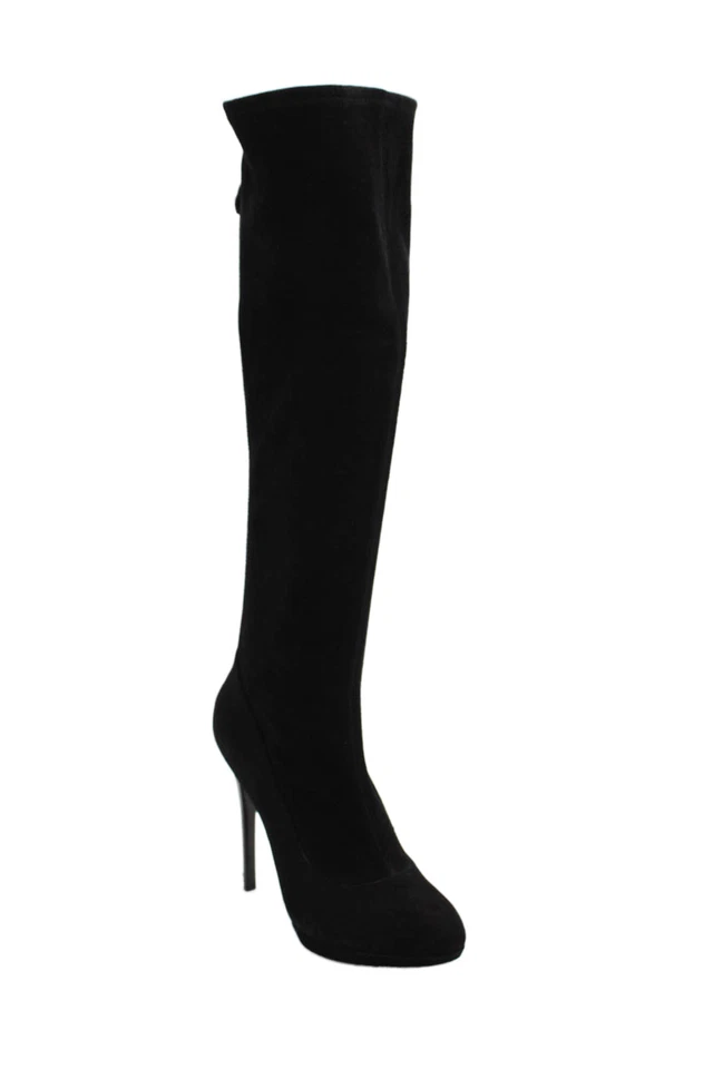 B Brian Atwood Womens Suede Back Zipper Knee High Boots Jet Black Size 7.5 - Image 1 of 4