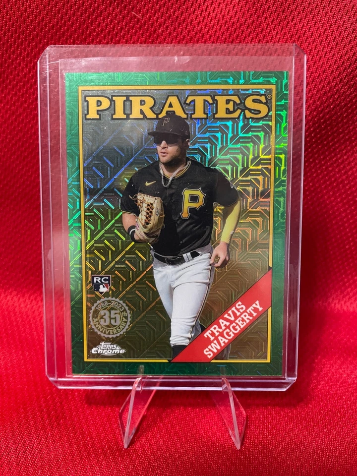 2023 Topps Update TRAVIS SWAGGERTY (RC) Chrome Silver Pack Green Mojo 66/99 - Image 1 of 2