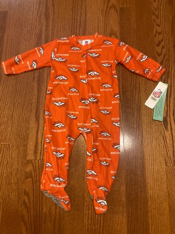 NWT! Denver Broncos Kids 3/6 Months Pajamas Full Zip NFL Team Apparel Cover