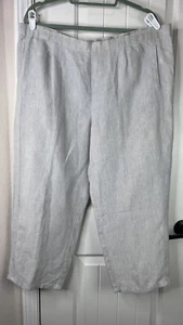 J Jill Women’s Love Linen Large Pull On Cropped Pants Beige Pockets Lagenlook - Picture 1 of 11