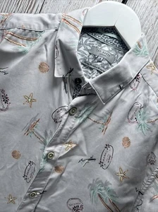 Ted Baker Hawaii Beach Mail Palm Tree Short Sleeve Button Shirt Size 5 (Large) - Picture 1 of 16