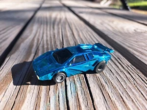 Vintage Tyco blau Chrom Lamborghini Countach HO Slot Auto 440-X2 - Bild 1 von 5