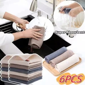6pcs Tea Towels 100% Cotton Cleaning Cloths Soft Tea Towels Kitchen Dish Cloths - Picture 1 of 26