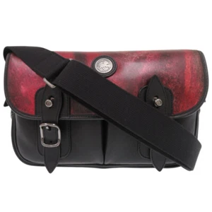AUTHENTIC HUNTING WORLD Shoulder Bag Black/Red Leather - Picture 1 of 10