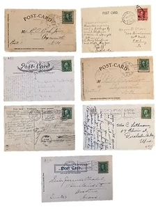Colección de 7 postales antiguas de principios de 1900 con matasellos de cancelación de Massachusetts - Imagen 1 de 2