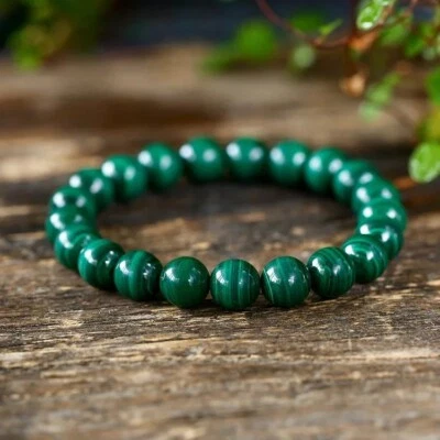 Brazalete de cristal de Reiki curativo piedras preciosas cuentas redondas de malaquita de 6 mm hecho a mano regalo Foto 1 de 4