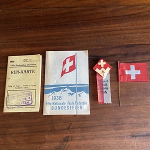1936 Switzerland Swiss National Day Pin Swiss Ephemera Lot August 1 1936 Pins - Picture 1 of 21