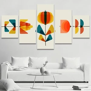 Wall26 Multicolor Wildflower Geometric Bohemian Canvas Print Wall Art Set of 5 - Picture 1 of 6