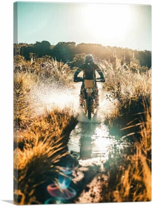 ARTCANVAS Dirt Bike Motocross Sun Glare Canvas Art Print - Picture 1 of 11