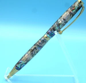 Slimline Kugelschreiber in TN (Titannitrid) Gold mit Paua Abalone Schale - Bild 1 von 24
