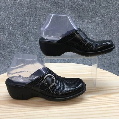 Sandalias artesanales Clarks para mujer 8 M informales sin cordones mulas cuña cuero negro Foto 1 de 4