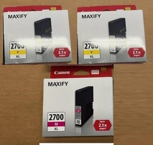 Set 3 Genuine Sealed Canon 2700XL Inkjet Cartridges Magenta and Yellow 2020 - Picture 1 of 1