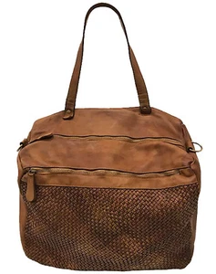 Tasche Geflochten Vintage Leder Schulter Paul.hide Nemesi Made italy Braun - Picture 1 of 5