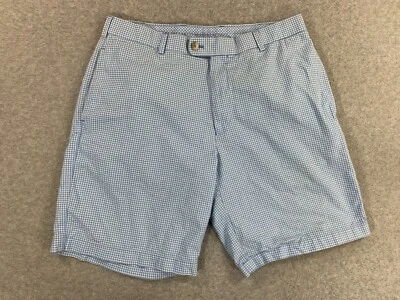 Peter Millar 100% Cotton Checked Casual Shorts (Men's 34) Blue - Image 1 of 4