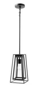 Bailey Modern 1-Light Black Double Frame Outdoor Pendant Light By HDC - Picture 1 of 3