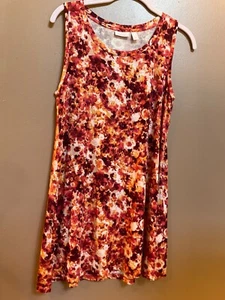 LOGO Layers Tank Top Tunic Blouse Size S Orange Beige White Stretch Blouse Soft - Picture 1 of 7