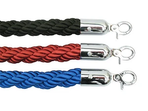 TOP QUALITY QUEUE BARRIER ROPE TWISTED OR VELVET 1.5m LONG FOR BARRIER POSTS - Picture 1 of 16