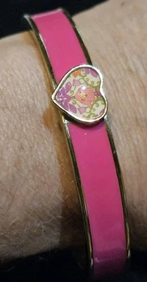 Vera Bradley Heart Bangle in Lilli Bell PINK Enamel Heart Logo Bracelet - Image 1 of 3