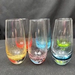 Shot Glasses Colored Bubble Blown Glass Effect, Set (6) 3.5oz Fizzware - Picture 1 of 24