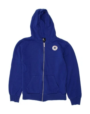 CONVERSE Boys Chuck Taylor Zip Hoodie Sweater 12-13 Years Large Navy Blue AO06 - Photo 1/3