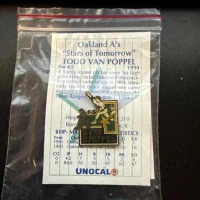 Oakland Athletics UNOCAL 76 Pin #3 Todd Van Poppel Stars Of Tomorrow Lapel Pin - Image 1 of 2