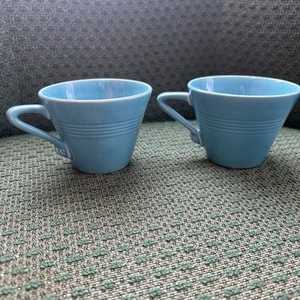 Lot 2 Harlequin Fiesta Demitasse Vintage blue Teacup Fiesta HLC WV HTF m - Picture 1 of 16
