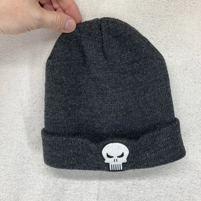 PUNISHER Etiqueta Premium Tejido Suave Polar Gorro Gorra Gris Oscuro Blanco Calavera Foto 1 de 4