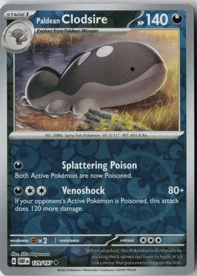 Paldean Clodsire - 129/197 Uncommon SV03: Obsidian Flames NM Reverse Holo - Image 1 of 2