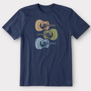 Guitarra pequeña Life Is Good para hombre estampada nueva sin etiquetas azul ENVÍO RÁPIDO - Imagen 1 de 4