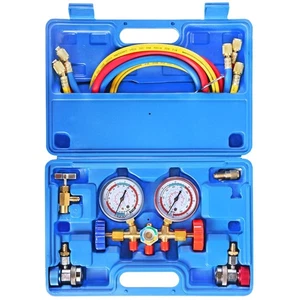 Juego De Manómetros AC Herramienta Carga Diagnostico Refrigeración HVAC 3 Vías - Imagen 1 de 6