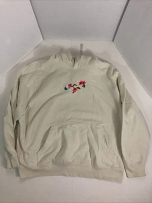 Moletom Nike com capuz masculino 2XL bordado Swoosh floral pulôver bege LEIA - Imagem 1 de 4