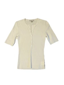 Michael Kors Collection $850 Ivory Cashmere Sweater Small Short Sleeve Henley - Picture 1 of 8