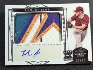 2022 Leaf TRINITY PROSPECT ROOKIE PLAYER WORN PATCH / AUTO Landon Sims 39/99 - Picture 1 of 5