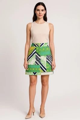 Falda Trina Turk Para Mujer Talla 4 Geo Floral Forrada Encaje Base Cremallera Bolsillos Traseros Foto 1 de 4