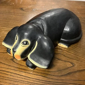 Vintage Large Novelty Carved Wooden Dachshund Dog Ornament 30cm - Picture 1 of 7