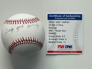 Doug "God" Harvey autographe officiel de baseball signé et inscrit HOF PSA classé - Photo 1/2