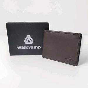 Walkvamp Slimfold Men's 100% Genuine Leather Wallet - Brown New In Box - Picture 1 of 10