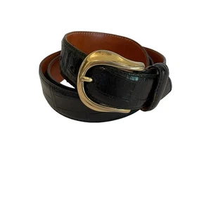 Ender Murat Unisex Gürtel Schwarz Italy MCM Messingschnalle Gr. 36 Made USA Leder - Bild 1 von 8