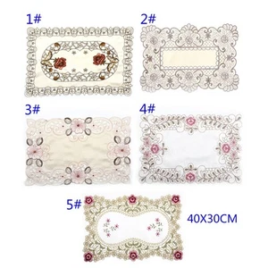Table Runner Embroidered Floral Lace Fabric Translucent Gauze Table Cloth Decor - Picture 1 of 30